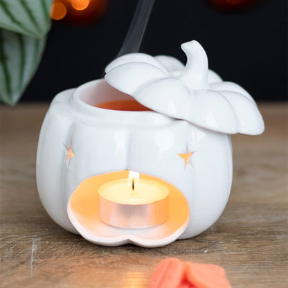 White Pumpkin Wax and Oil Burner - Crystal Nest