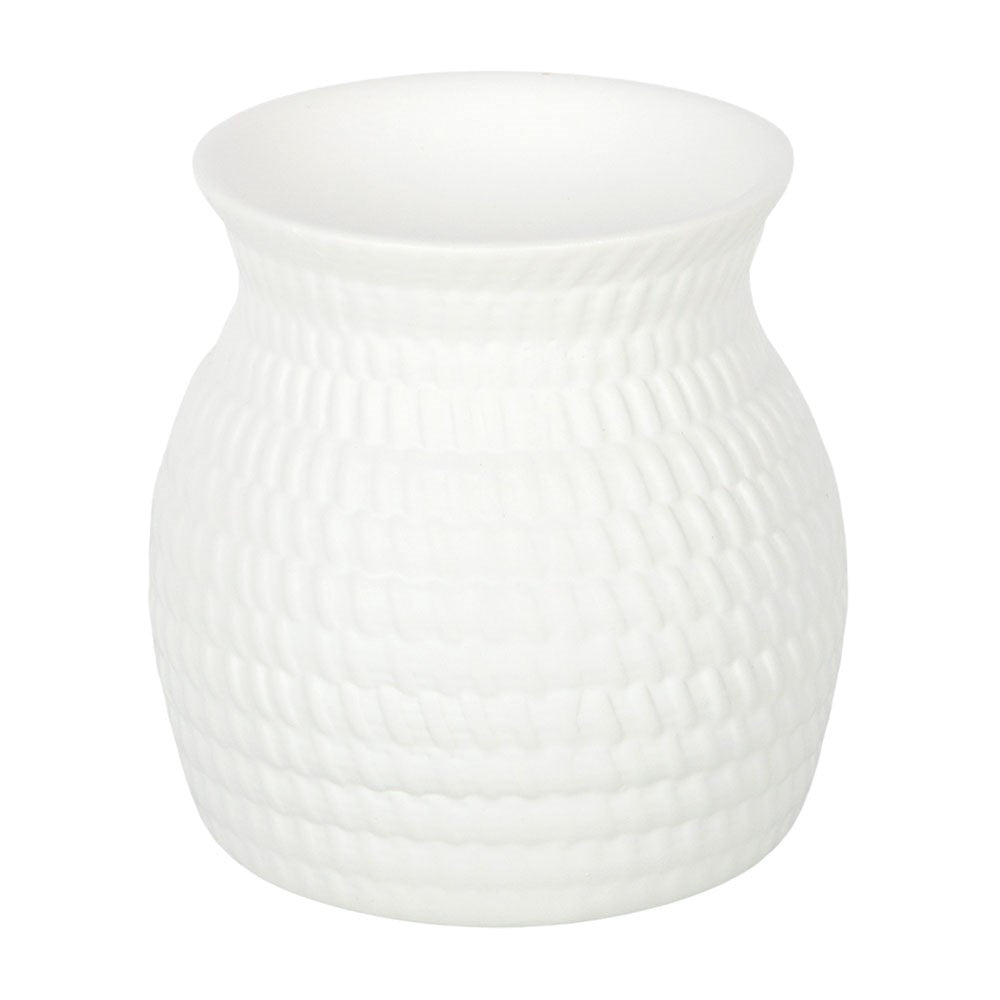 White Woven Basket Oil Burner & Wax Warmer