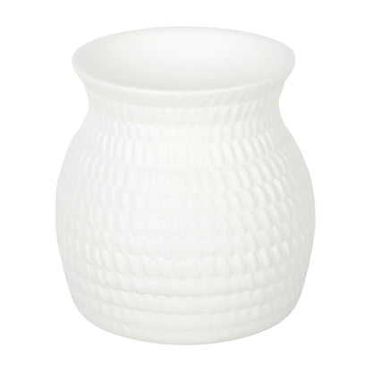 White Woven Basket Oil Burner & Wax Warmer