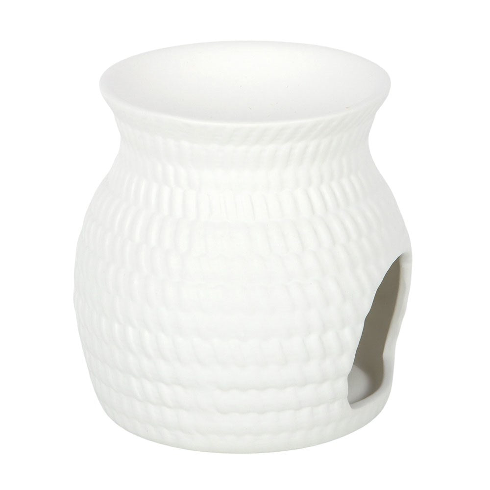 White Woven Basket Oil Burner & Wax Warmer