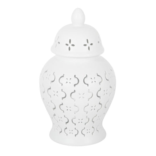 White Ginger Jar Oil Burner & Wax Warmer - Crystal Nest