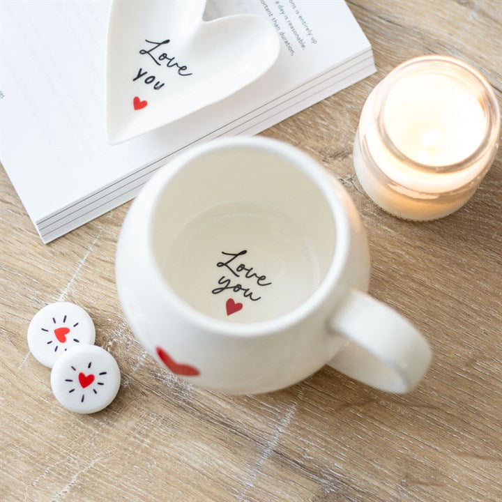 Heart Mug with Hidden 'Love You' Message