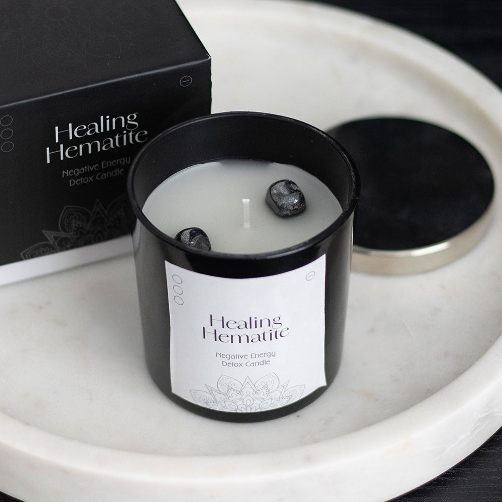 Healing Hematite Detox Candle | Grounding Energy Cleanse - Crystal Nest