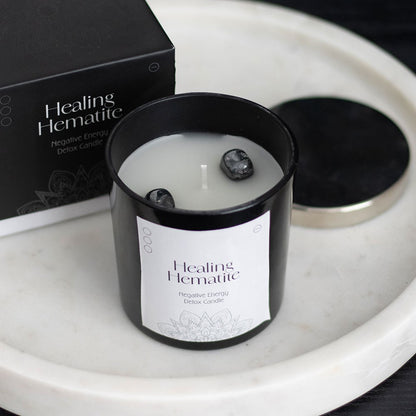 Healing Hematite Detox Candle | Grounding Energy Cleanse - Crystal Nest