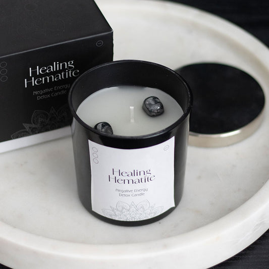 Healing Hematite Detox Candle | Grounding Energy Cleanse - Crystal Nest