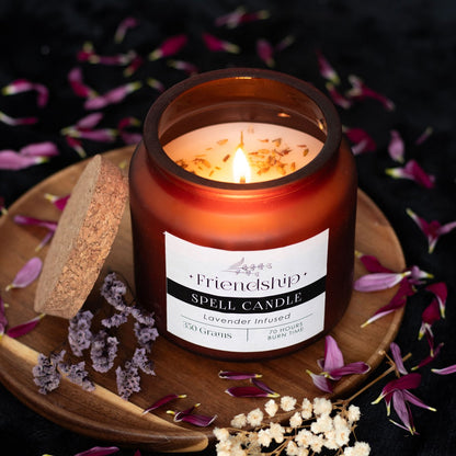 Lavender Infused Friendship Spell Candle - Crystal Nest