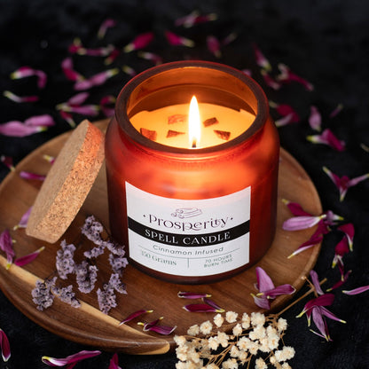 Cinnamon Infused Prosperity Spell Candle - Crystal Nest