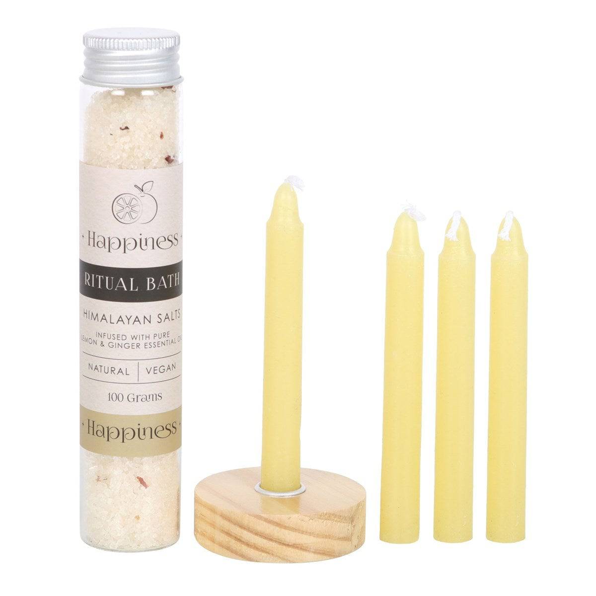 Happiness Herbal Ritual Bath Salt and Candle Kit - Crystal Nest