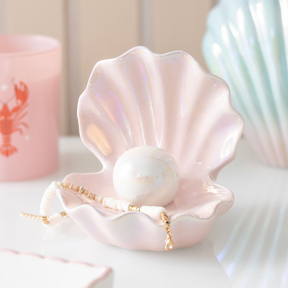Iridescent Clam Shell Trinket Dish | Jewellery & Keepsake Holder - Crystal Nest