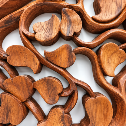 Tree of Life & Hearts Suar Wood Wall Art | 40cm