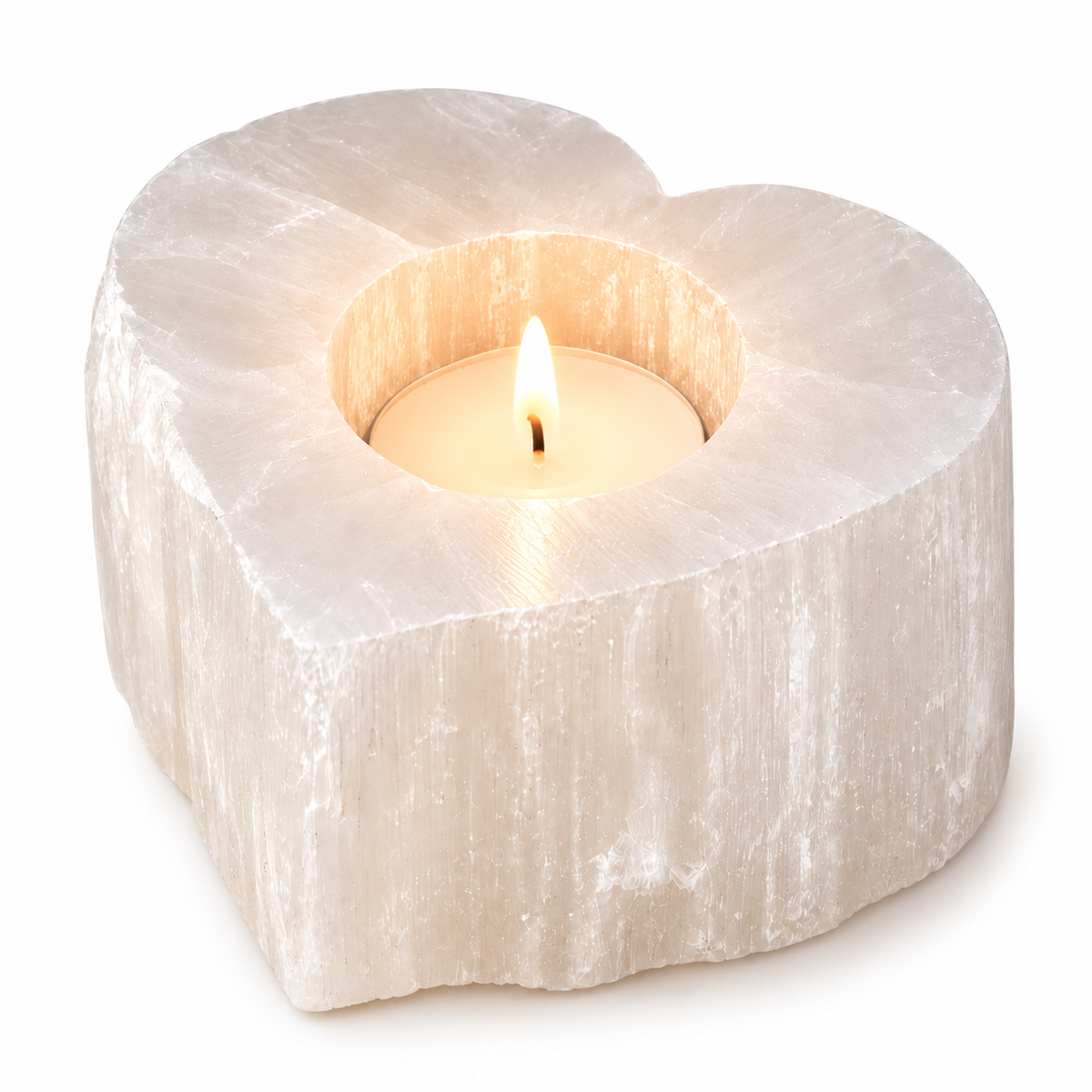 Selenite Heart Candle Holder