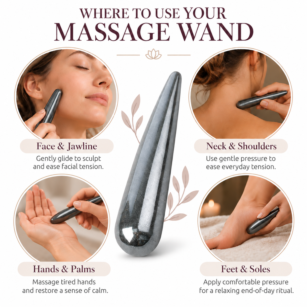 Hematite Facial Sculpting & Massage Wand | 10cm - Crystal Nest