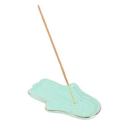 Turquoise Hamsa Hand Incense Stick Holder - Crystal Nest