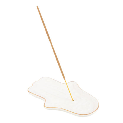White Hamsa Hand Incense Stick Holder - Crystal Nest