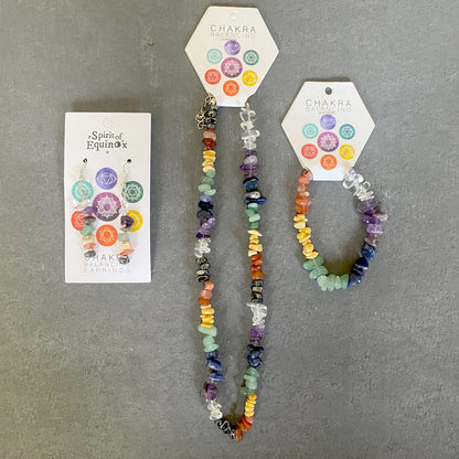 Chakra Healing Crystal Jewellery Set | Necklace, Bracelet & Earrings for Balance & Energy