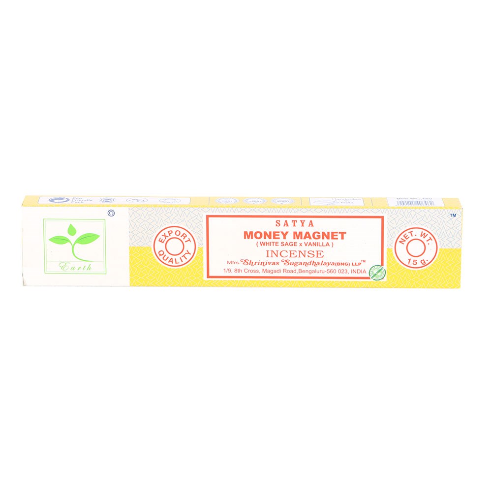 Money Magnet Earth Incense by Satya – White Sage & Vanilla