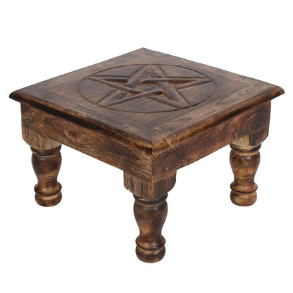 Pentagram Wooden Altar Table | Ritual & Crystal Display Stand