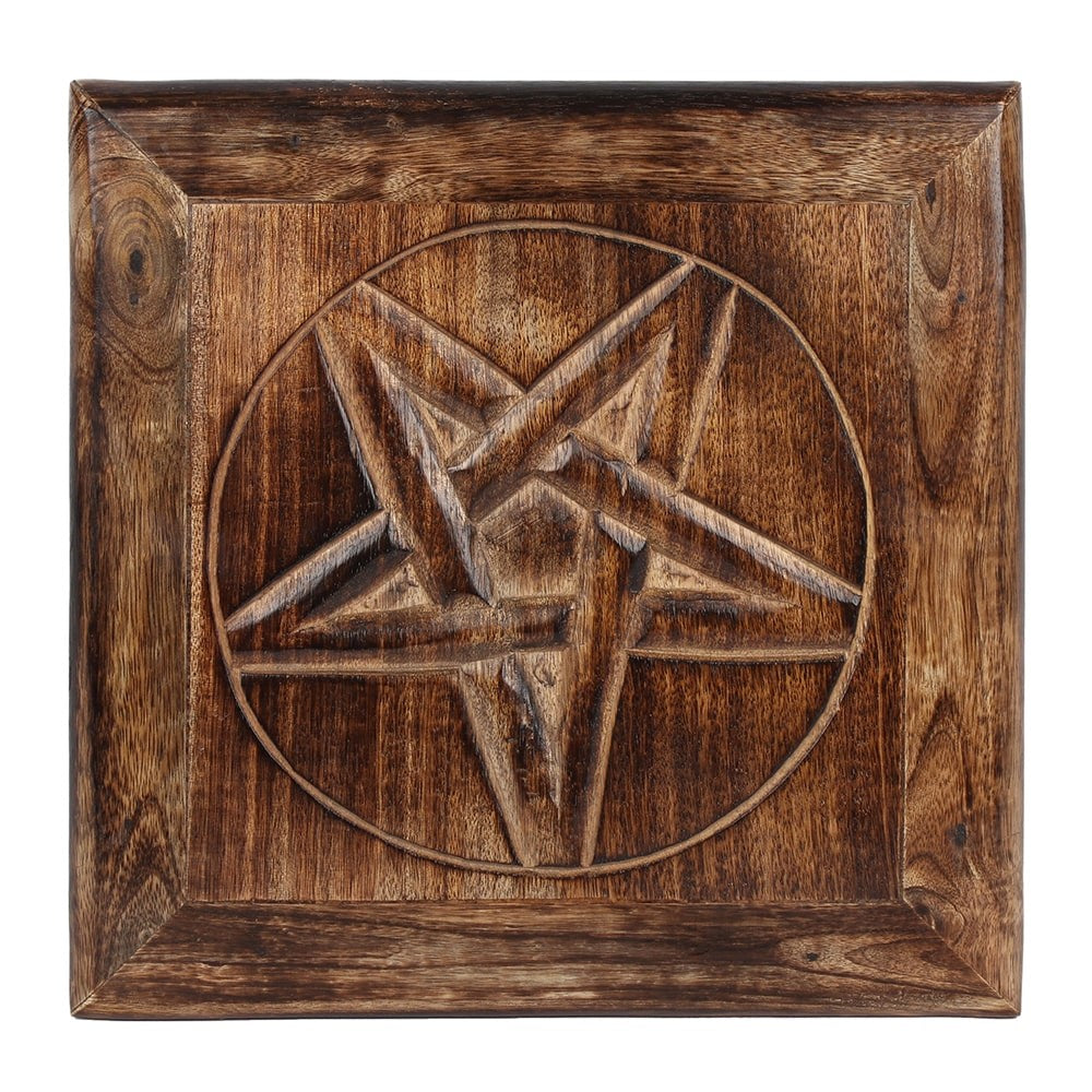 Pentagram Wooden Altar Table | Ritual & Crystal Display Stand