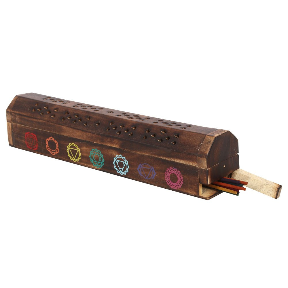 Chakra Incense Box Gift Set |  Holder and Storage for Sticks & Cones - Crystal Nest