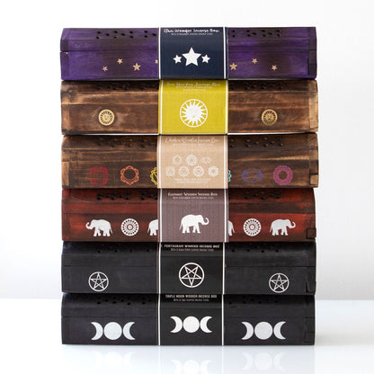 Chakra Incense Box Gift Set |  Holder and Storage for Sticks & Cones - Crystal Nest