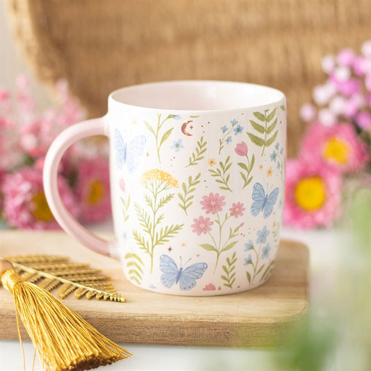 Luna Bloom Floral Ceramic Mug - Crystal Nest