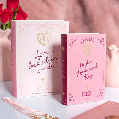 Set of 2 Love & Heart Secret Book Storage Boxes