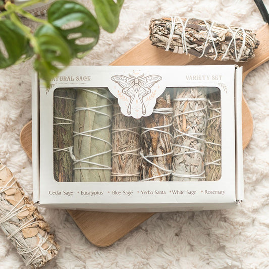 Sage Smudge Stick Variety Set | 6 Sacred Herbs for Cleansing, Protection & Prosperity - Crystal Nest
