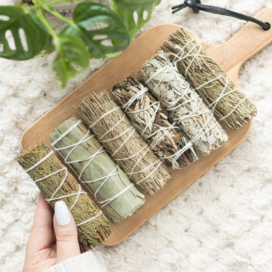 Sage Smudge Stick Variety Set | 6 Sacred Herbs for Cleansing, Protection & Prosperity - Crystal Nest