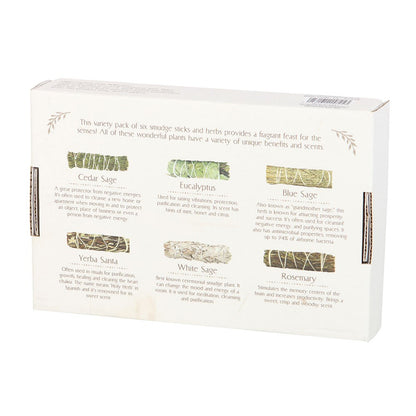 Sage Smudge Stick Variety Set | 6 Sacred Herbs for Cleansing, Protection & Prosperity