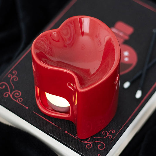 Red Ceramic Heart Oil Burner