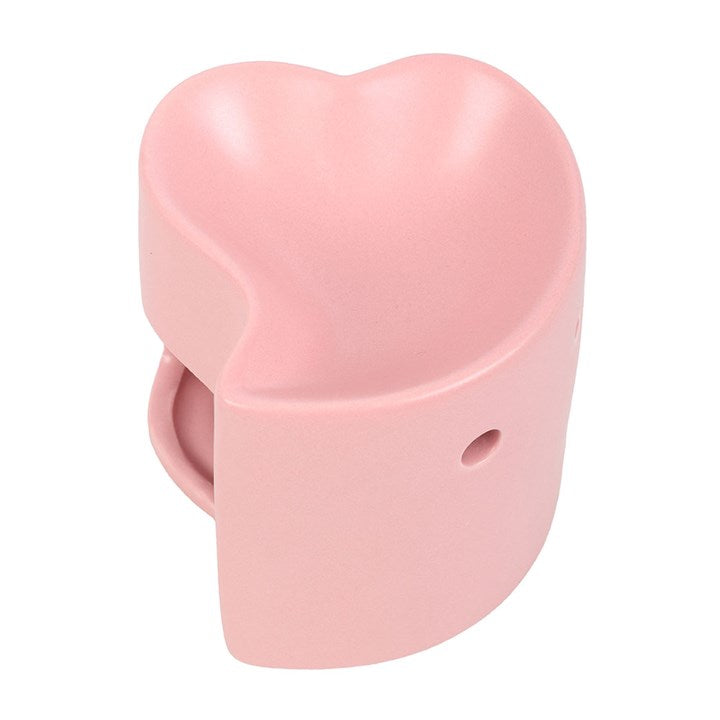 Pink Ceramic Heart Oil Burner - Crystal Nest