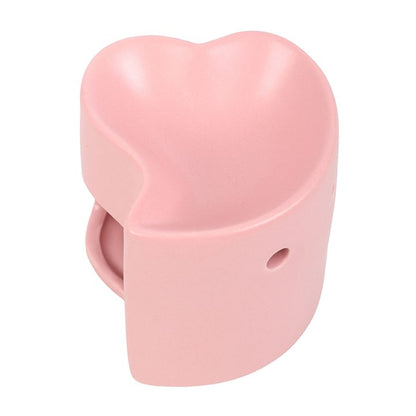 Pink Ceramic Heart Oil Burner - Crystal Nest