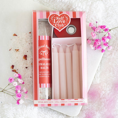 Self Love Ritual Bath Kit | Himalayan Salt & Spell Candle Set - Crystal Nest