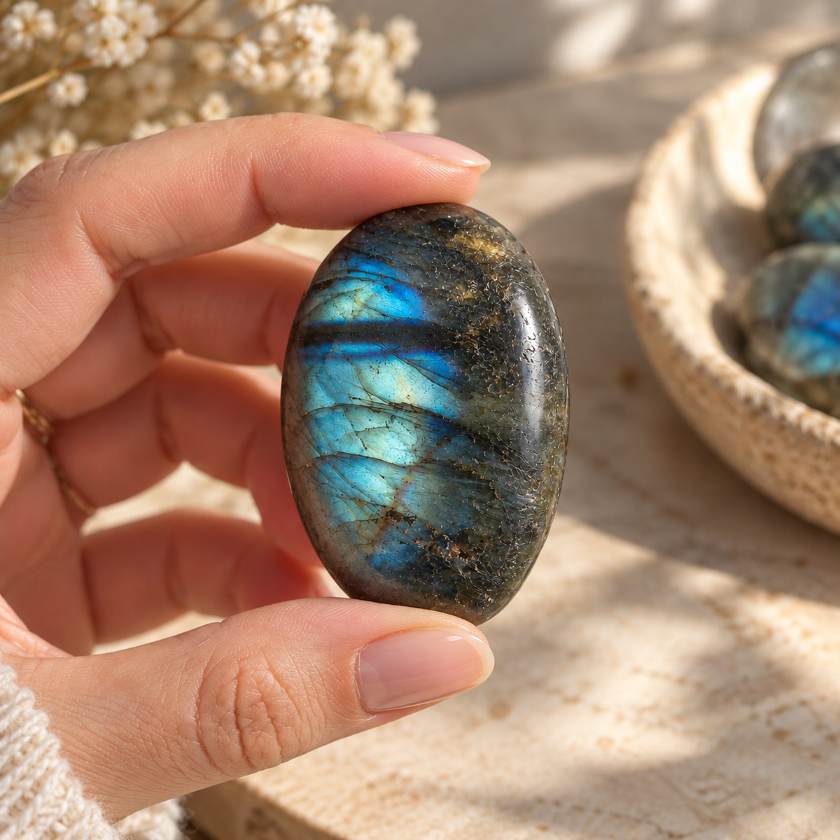Labradorite Palmstone - Crystal Nest