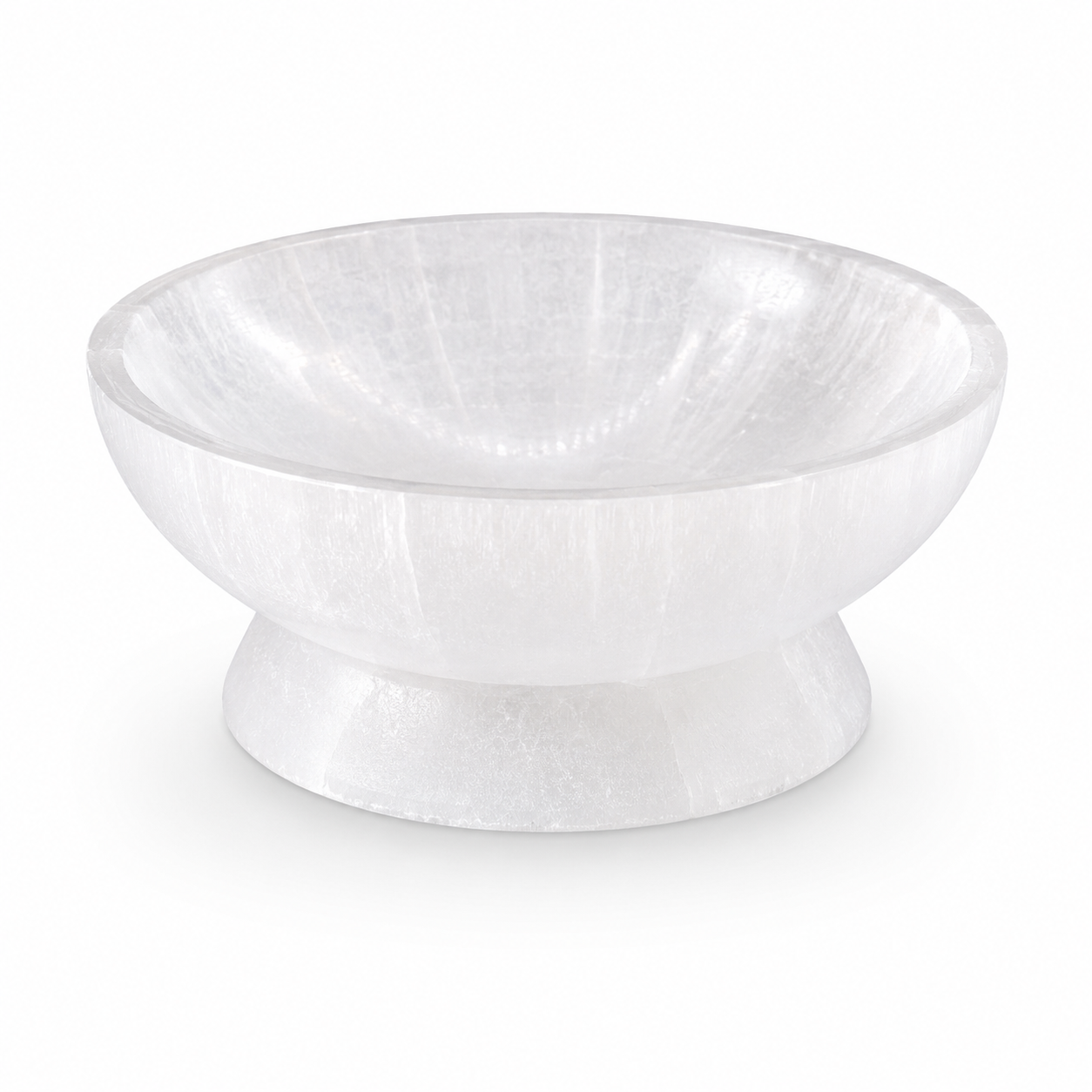 Large Round Selenite Ritual Bowl with Base