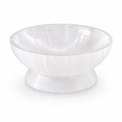Large Round Selenite Ritual Bowl with Base