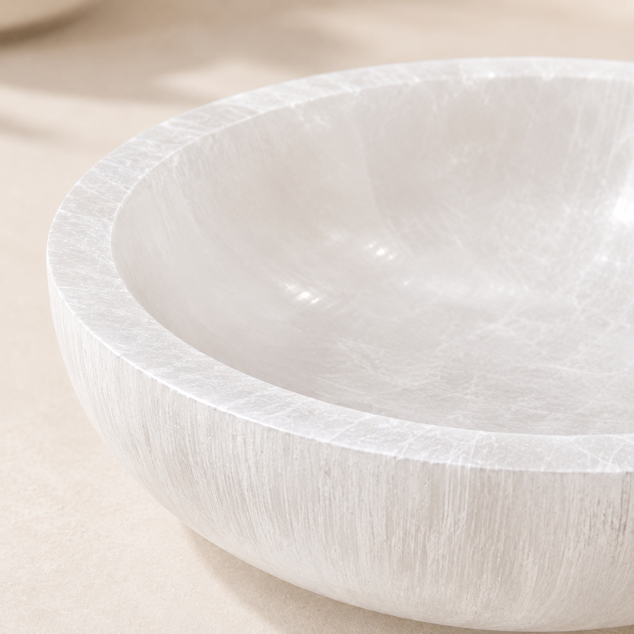 Large Round Selenite Crystal Cleansing Bowl