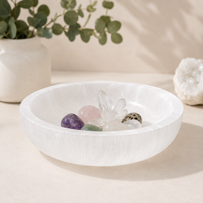 Large Round Selenite Crystal Cleansing Bowl