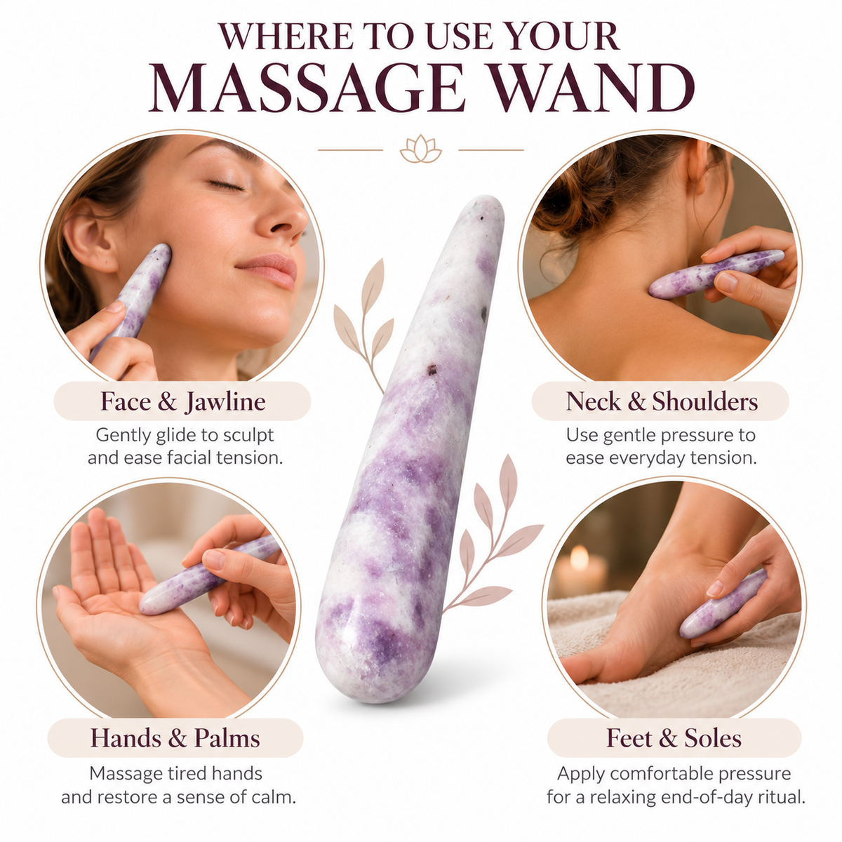 Lepidolite Facial Sculpting & Massage Wand | 10cm - Crystal Nest