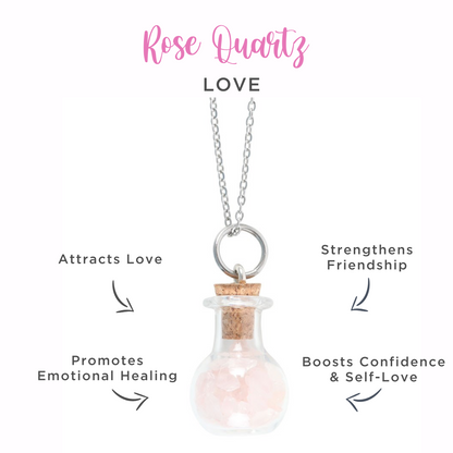 Love Necklace – Bottled Rose Quartz Crystal Chips