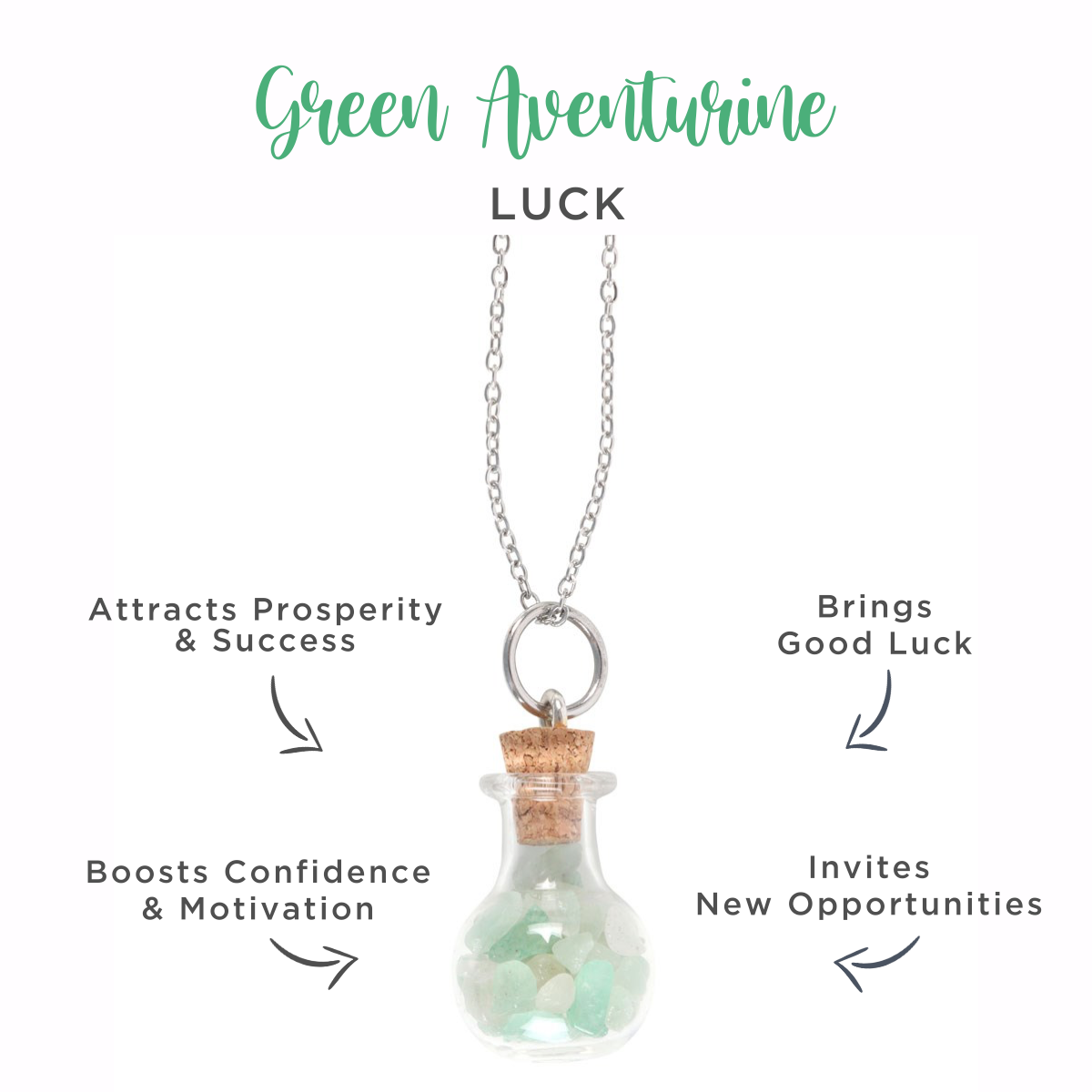 Luck Necklace – Bottled Green Aventurine Crystal Chips