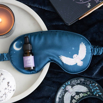 Night Owl Satin Sleep Mask & Lavender Oil Gift Set - Crystal Nest