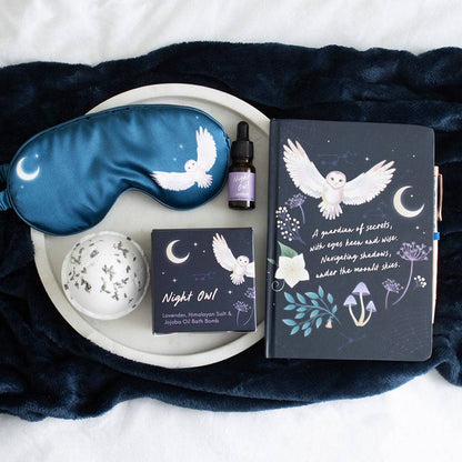 Night Owl Satin Sleep Mask & Lavender Oil Gift Set - Crystal Nest