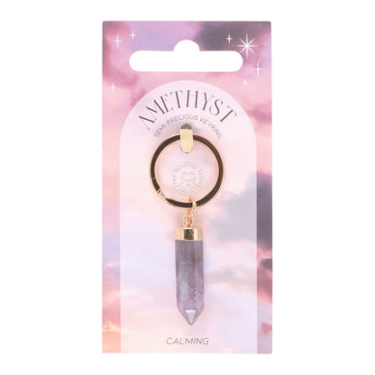 Amethyst Semi-Precious Crystal Point Keyring