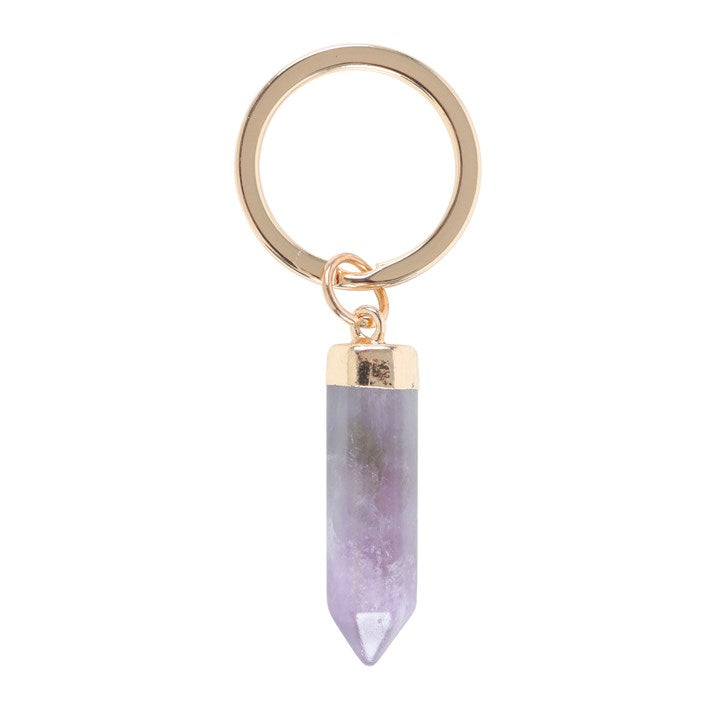 Amethyst Semi-Precious Crystal Point Keyring