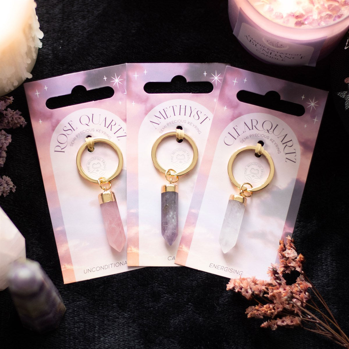 Amethyst Semi-Precious Crystal Point Keyring