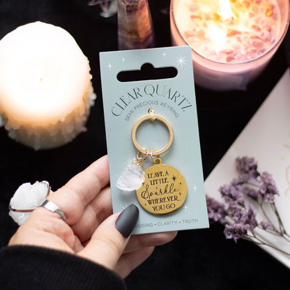 Leave a Little Sparkle - Clear Quartz Crystal Keyring