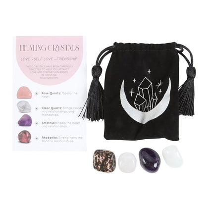 Love Healing Crystal Set with Moon Trinket Dish - Crystal Nest