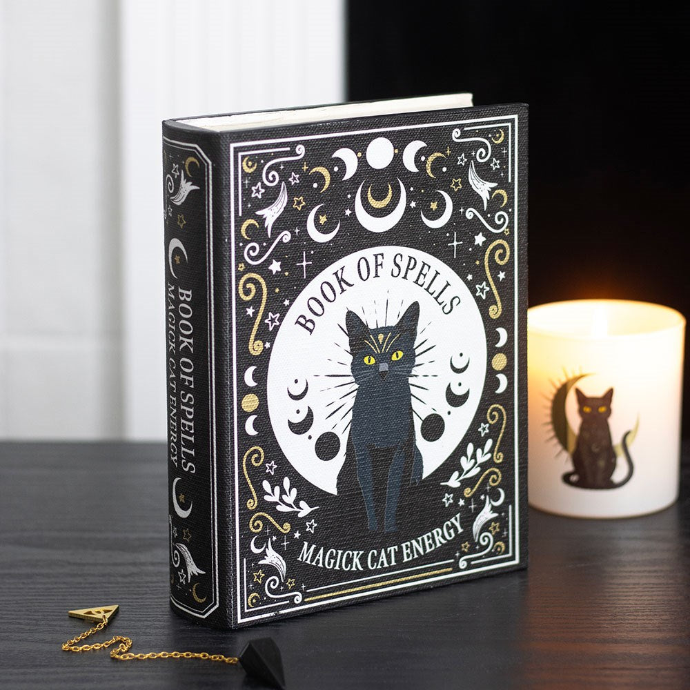 Black Cat Book of Spells Secret Storage Box