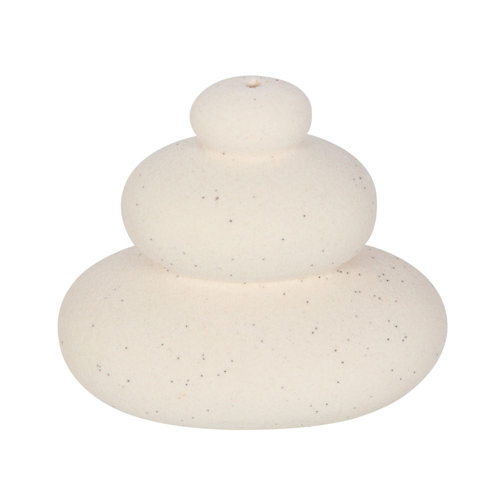 Cream Balancing Stones Incense Stick Holder